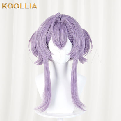 Goddess of Victory NIKKE Liberelio Wig Lavender Light Purple Realistic Scalp Top Integrated Short Double Bun Wig Basic Wig