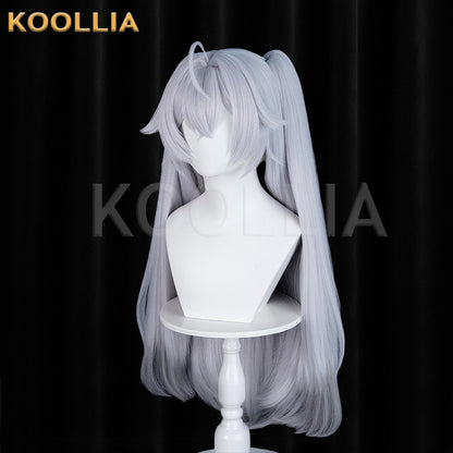 Zenless Zone Zero Lindvayne Silver‑Grey Wig Thick Mixed Fluffy Silk Detachable Tiger‑Clip Twin Ponytails Realistic Scalp Top Basic Wig