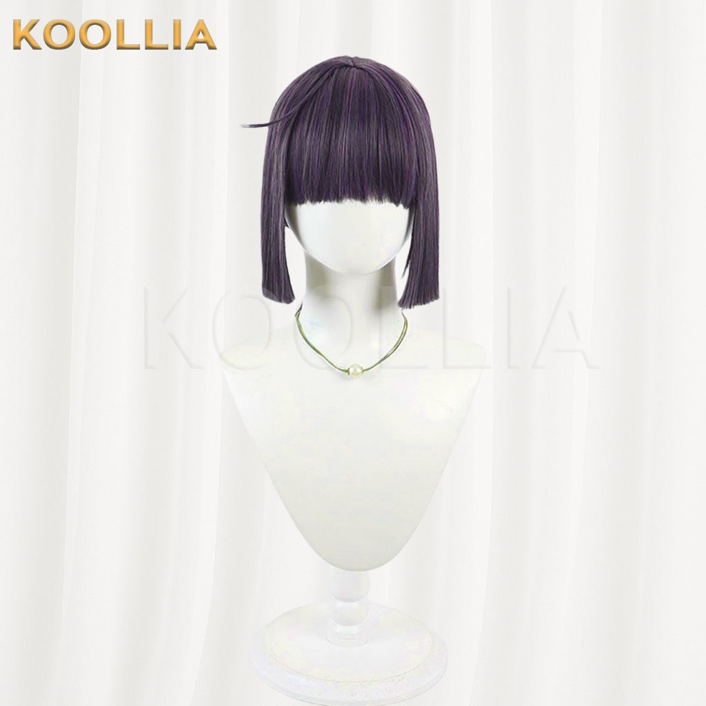 Blue Archive Mob Wig Deep Purple Multi‑Color Blended Realistic Scalp Top Pre‑Tied Low Ponytail Basic Wig