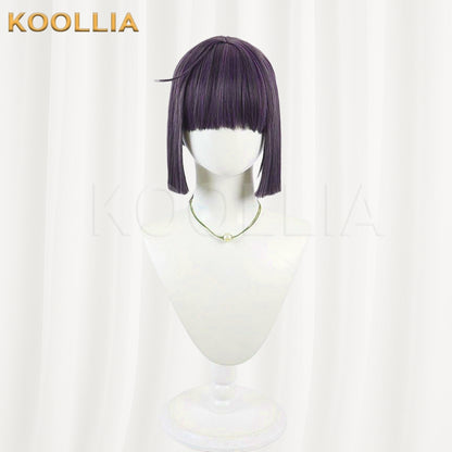 Blue Archive Mob Wig Deep Purple Multi‑Color Blended Realistic Scalp Top Pre‑Tied Low Ponytail Basic Wig