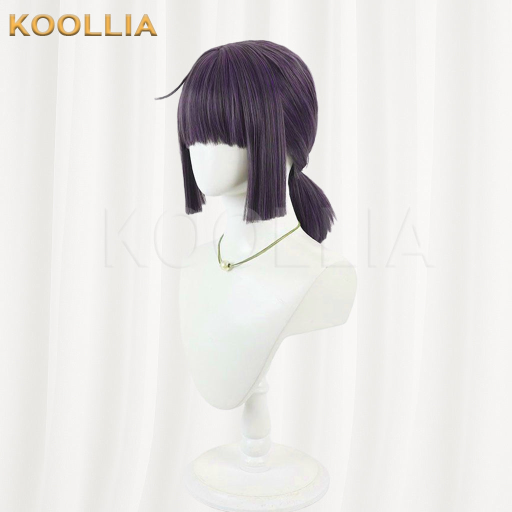 Blue Archive Mob Wig Deep Purple Multi‑Color Blended Realistic Scalp Top Pre‑Tied Low Ponytail Basic Wig