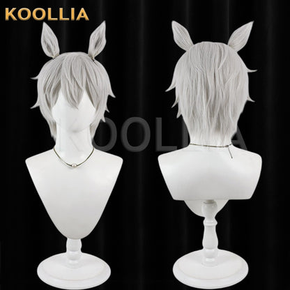 Tougen Anki Nekisaki Hakuri Wig Silver‑Gray Teased Root Short Wig With Detachable Beast Ears Basic Wig