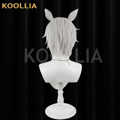 Tougen Anki Nekisaki Hakuri Wig Silver‑Gray Teased Root Short Wig With Detachable Beast Ears Basic Wig