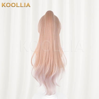 Arknights Endfield Reno Wig Light Peach‑Gold Gradient Realistic Scalp Top Detachable Corn‑textured Tiger‑clip High Ponytail Basic Wig