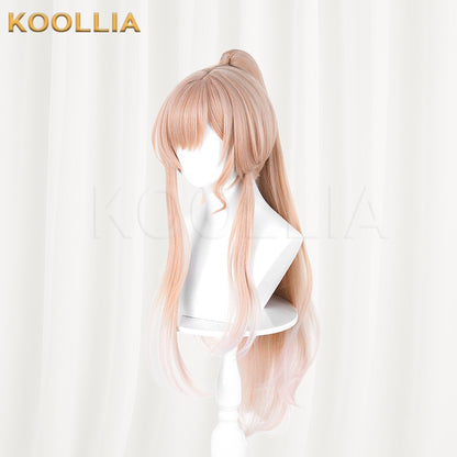 Arknights Endfield Reno Wig Light Peach‑Gold Gradient Realistic Scalp Top Detachable Corn‑textured Tiger‑clip High Ponytail Basic Wig