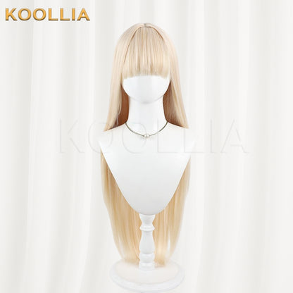 Aquarium Can’t Dance Retoro Wig Light Cream‑Blonde Realistic Scalp Top Multi‑tonal Mixed Silk Extra‑long Loose Straight Wig Basic Wig