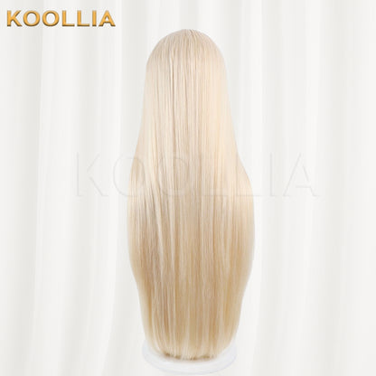 Aquarium Can’t Dance Retoro Wig Light Cream‑Blonde Realistic Scalp Top Multi‑tonal Mixed Silk Extra‑long Loose Straight Wig Basic Wig
