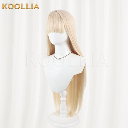 Aquarium Can’t Dance Retoro Wig Light Cream‑Blonde Realistic Scalp Top Multi‑tonal Mixed Silk Extra‑long Loose Straight Wig Basic Wig