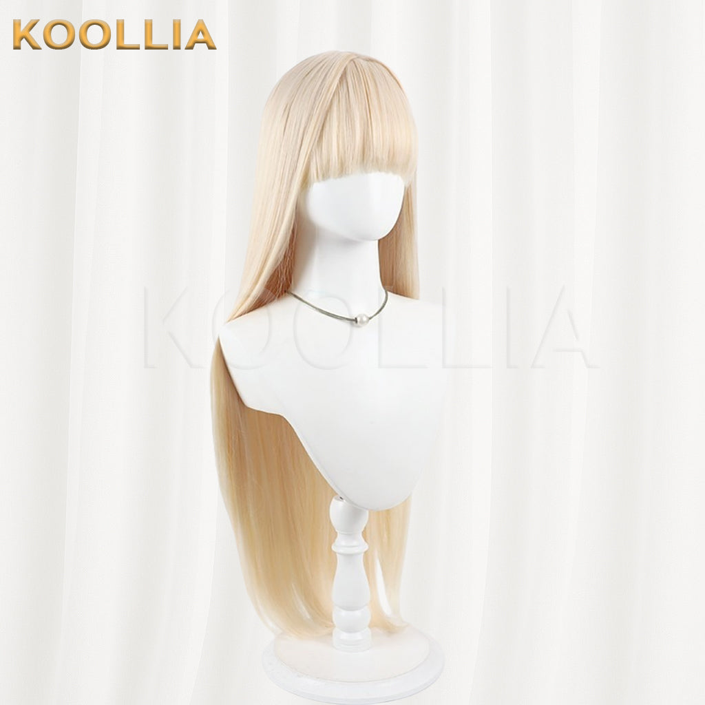 Aquarium Can’t Dance Retoro Wig Light Cream‑Blonde Realistic Scalp Top Multi‑tonal Mixed Silk Extra‑long Loose Straight Wig Basic Wig