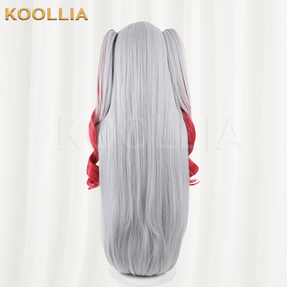 Independent VTuber Sakuribel Wig Silver‑Grey Wine‑Red Gradient Realistic Scalp Top Detachable Jaw‑Clip Twin Tails Basic Wig