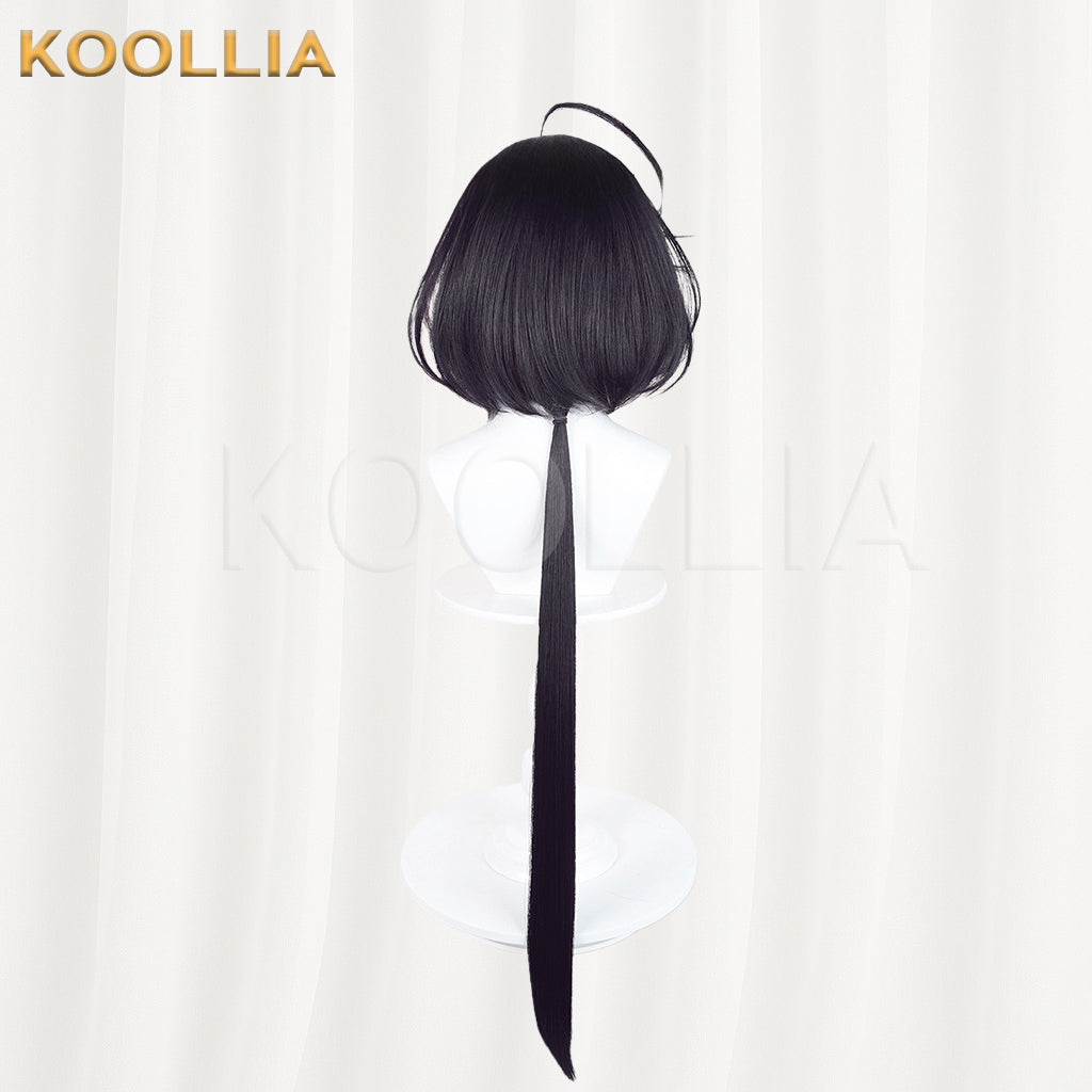 Ribbon Hero Sapphire Knight Wig Inner‑Outer Dual‑Color Black Silver‑White Realistic Scalp Top Basic Wig