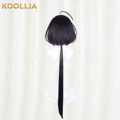 Ribbon Hero Sapphire Knight Wig Inner‑Outer Dual‑Color Black Silver‑White Realistic Scalp Top Basic Wig
