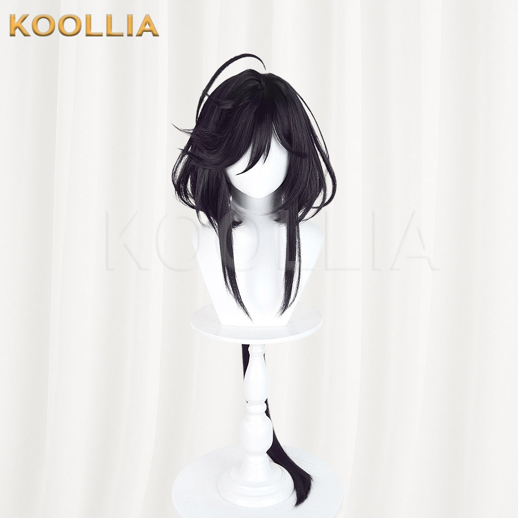 Ribbon Hero Sapphire Knight Wig Inner‑Outer Dual‑Color Black Silver‑White Realistic Scalp Top Basic Wig