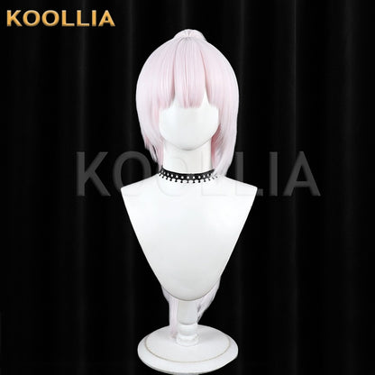 Vtuber Shiina Yuika Wig Light Sakura Pink Realistic Scalp Top Short Wig With Detachable Separate Low Ponytail Swimsuit Ver Basic Wig