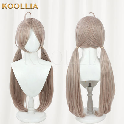 Blue Archive Shishidō Izumi Wig Milk‑Tea Light Brown‑Grey Realistic Scalp Top Pre‑Tied Long Twin Tails Basic Wig