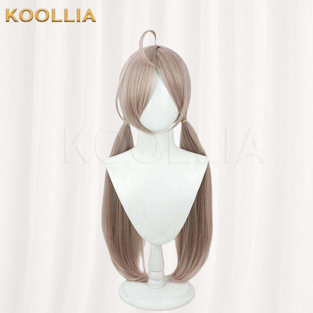 Blue Archive Shishidō Izumi Wig Milk‑Tea Light Brown‑Grey Realistic Scalp Top Pre‑Tied Long Twin Tails Basic Wig