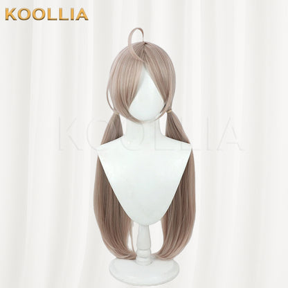 Blue Archive Shishidō Izumi Wig Milk‑Tea Light Brown‑Grey Realistic Scalp Top Pre‑Tied Long Twin Tails Basic Wig