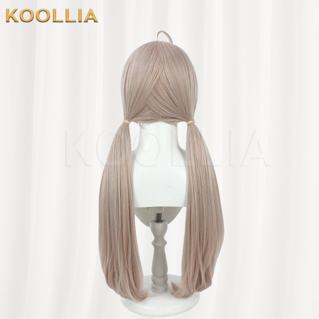 Blue Archive Shishidō Izumi Wig Milk‑Tea Light Brown‑Grey Realistic Scalp Top Pre‑Tied Long Twin Tails Basic Wig
