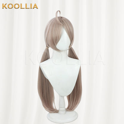 Blue Archive Shishidō Izumi Wig Milk‑Tea Light Brown‑Grey Realistic Scalp Top Pre‑Tied Long Twin Tails Basic Wig