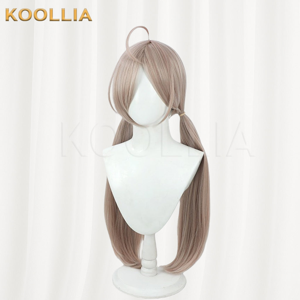 Blue Archive Shishidō Izumi Wig Milk‑Tea Light Brown‑Grey Realistic Scalp Top Pre‑Tied Long Twin Tails Basic Wig