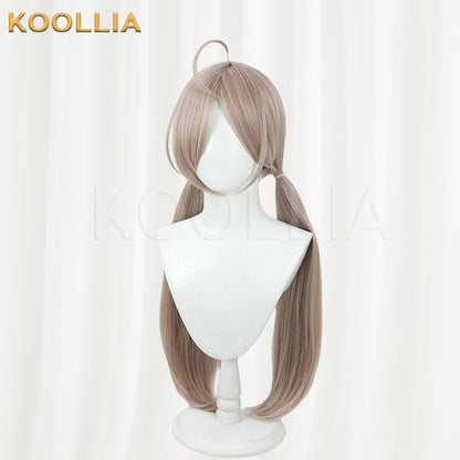 Blue Archive Shishidō Izumi Wig Milk‑Tea Light Brown‑Grey Realistic Scalp Top Pre‑Tied Long Twin Tails Basic Wig
