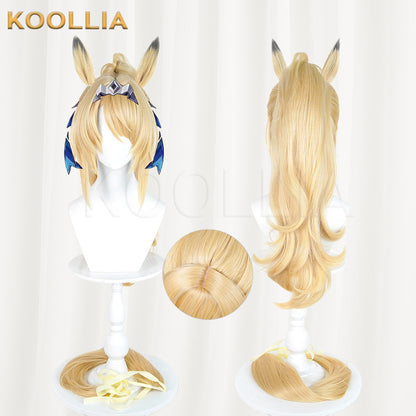 Zenless Zone Zero Sigrid Warm Blonde Wig Detachable Tiger Clip Wavy High Ponytail Realistic Scalp Top Basic Wig