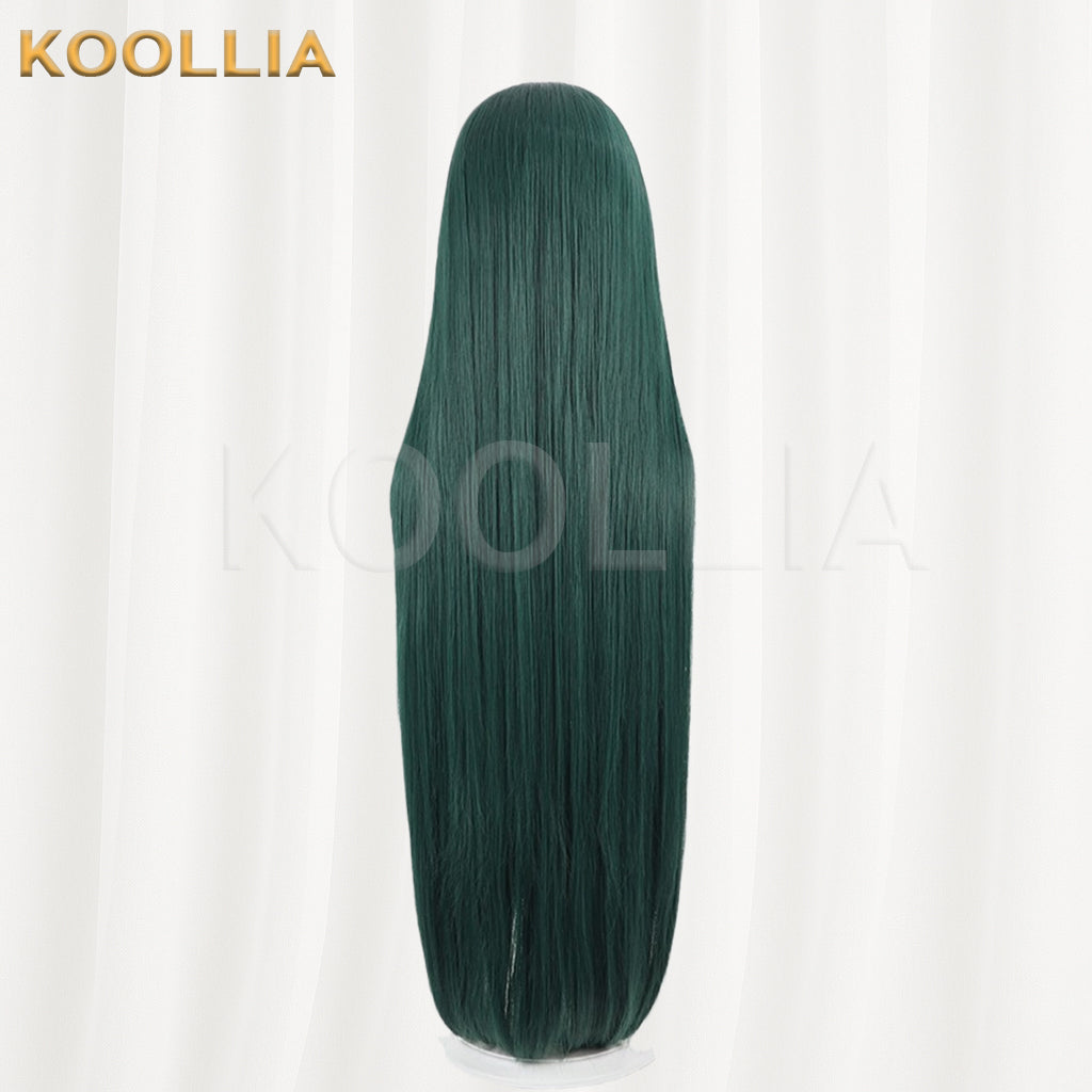 Alien Stage Sua Wig Dark Teal‑Green Realistic Scalp Top Extra‑Long Straight Neat Cut Ends Basic Wig