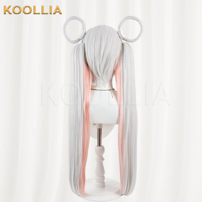 Super Space Kaguyahime Tsukimi Yachiyo Wig Two‑Tone Gradient Realistic Scalp Top Detachable Twin Tails Basic Wig
