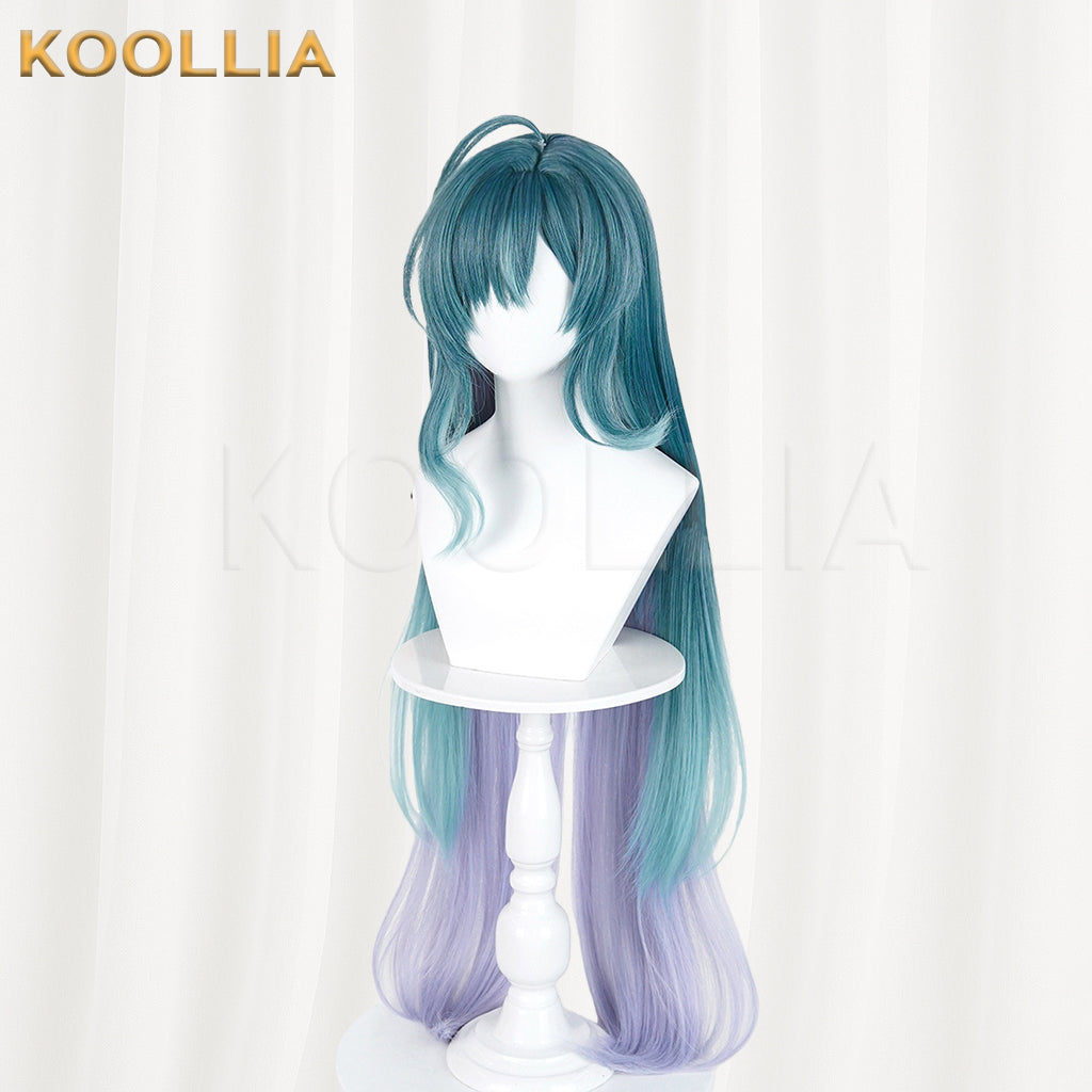 Genshin Impact Voyanisa Wig Three‑Tone Gradient Integrated Extra‑Long High Ponytail Realistic Scalp Top Basic Wig