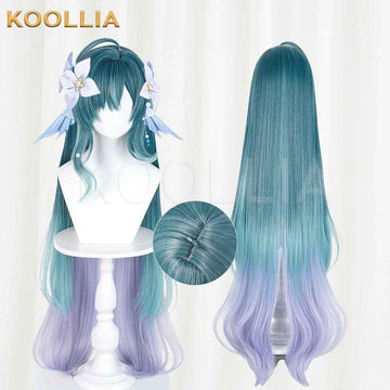 Genshin Impact Voyanisa Wig Three‑Tone Gradient Integrated Extra‑Long High Ponytail Realistic Scalp Top Basic Wig
