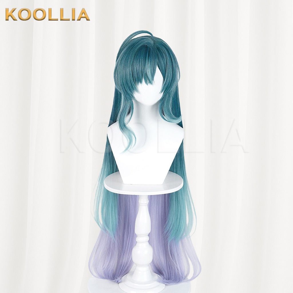 Genshin Impact Voyanisa Wig Three‑Tone Gradient Integrated Extra‑Long High Ponytail Realistic Scalp Top Basic Wig