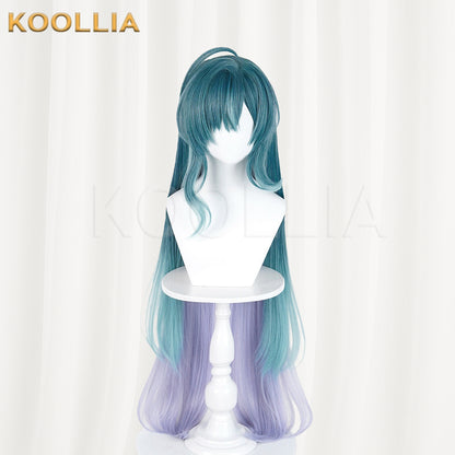 Genshin Impact Voyanisa Wig Three‑Tone Gradient Integrated Extra‑Long High Ponytail Realistic Scalp Top Basic Wig