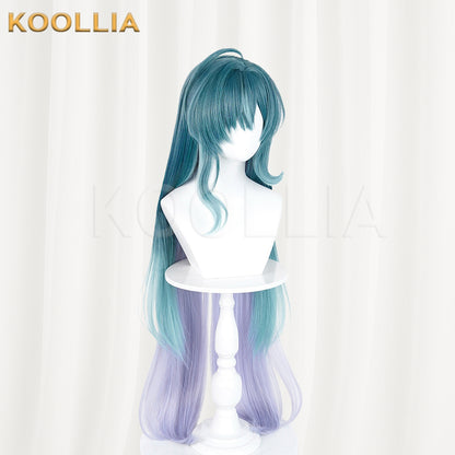Genshin Impact Voyanisa Wig Three‑Tone Gradient Integrated Extra‑Long High Ponytail Realistic Scalp Top Basic Wig