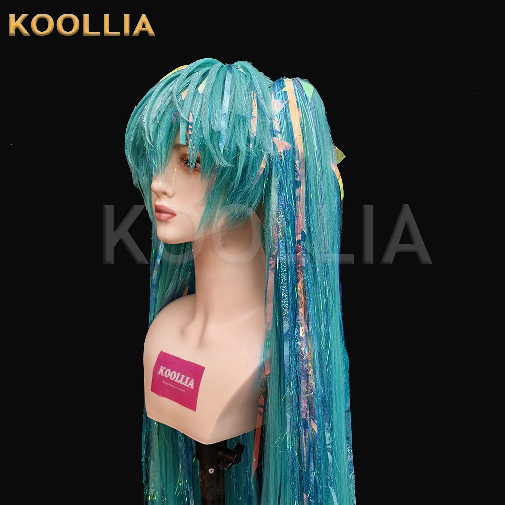 Virtual Singer Hatsune Miku Long Blue Crimped Hair Styled Basic Wig