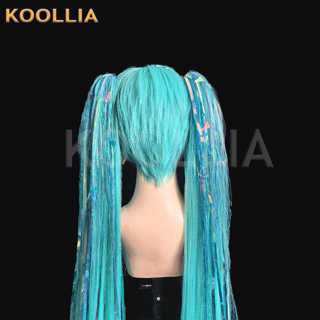 Virtual Singer Hatsune Miku Long Blue Crimped Hair Styled Basic Wig