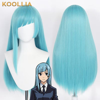 Jujukaitsu Kaisen Miwa Kasumi Long Blue Hair Basic Wig