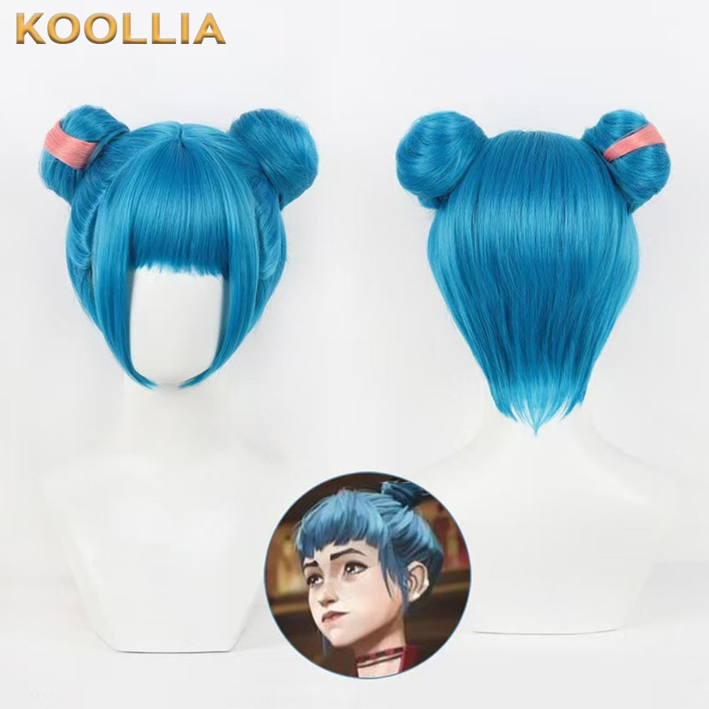 League of Legends & Arcane Powder Short Blue Hair Basic Wig