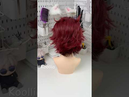 Demon Slayer Kamado Tanjirou Peruca curta básica de cabelo