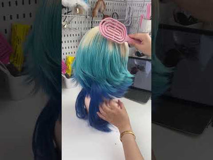 Michael Kaiser Kurzes Mix-Haar Basic-Perücke mit blauen Locken