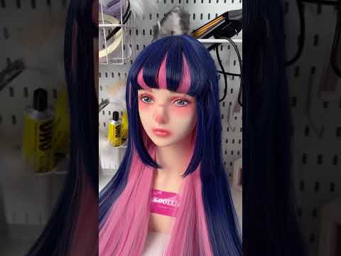 Panty & Stocking with Garterbelt Anarchy Stocking Long Pink and Dark Purple Hair Basic Wig