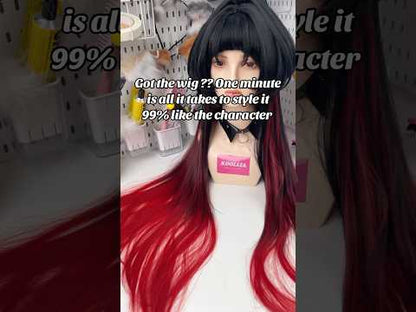 Zenless Zone Zero Jane Doe Long Black Red Hair Basic Wig