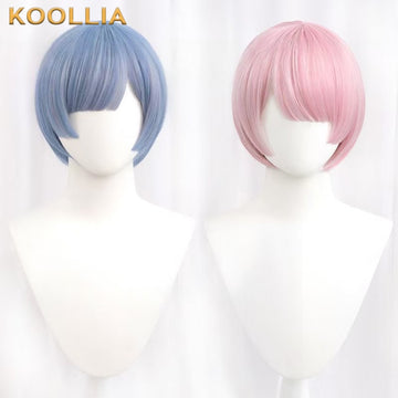 Re:Life in a Different World from Zero Ram&Rem Short Pink/Blue Hair Basic Wig - KOOLLIA