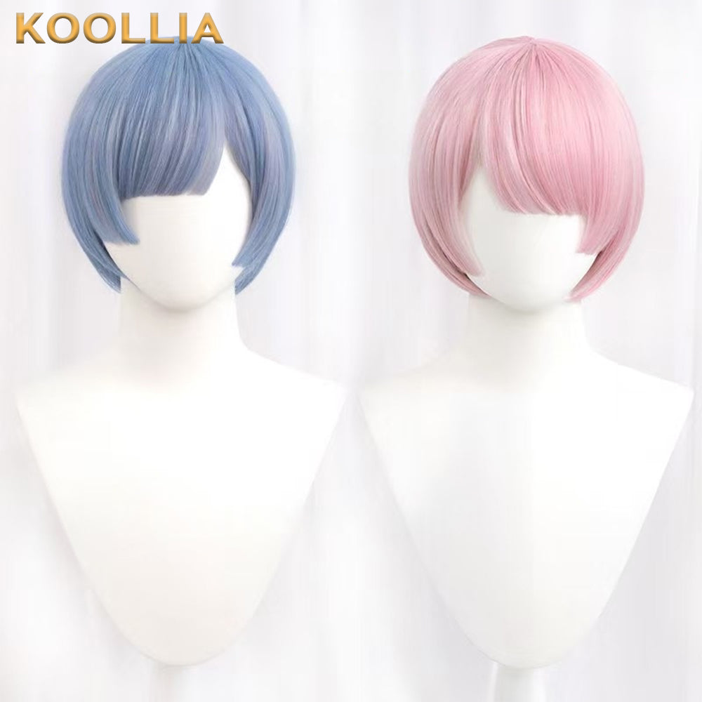 Re:Life in a Different World from Zero Ram&Rem Short Pink/Blue Hair Basic Wig